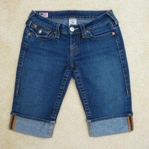 True Religion Sophie Denim Capri Bermuda Shorts 26